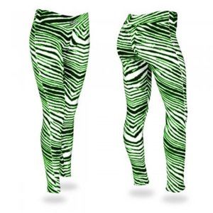 Women's Sz Small Zuba Leggings Green and Black Zebra Athletic Sports Pants NWOT